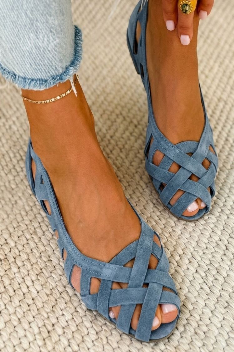 Deira - Sandalias planas punta abierta y tejido entrecruzado para Verano