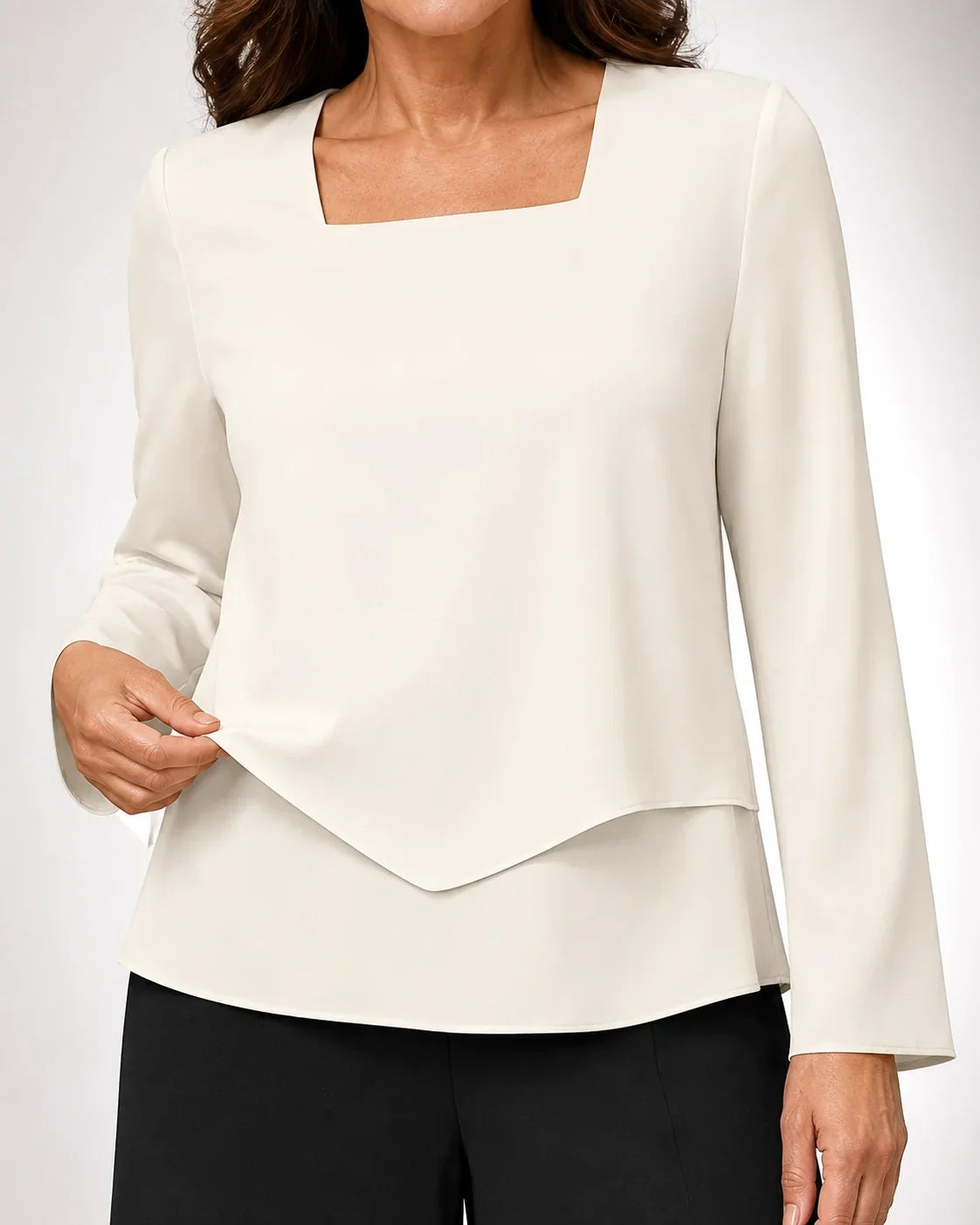 Amalia™ | Conjunto de Cuello Cuadrado Blanco Roto