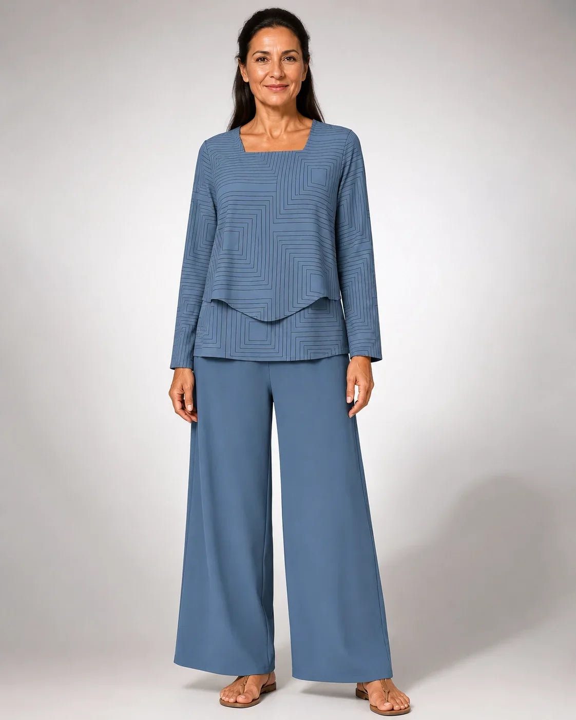 Celestina™ | Conjunto de Cuello Cuadrado Azul