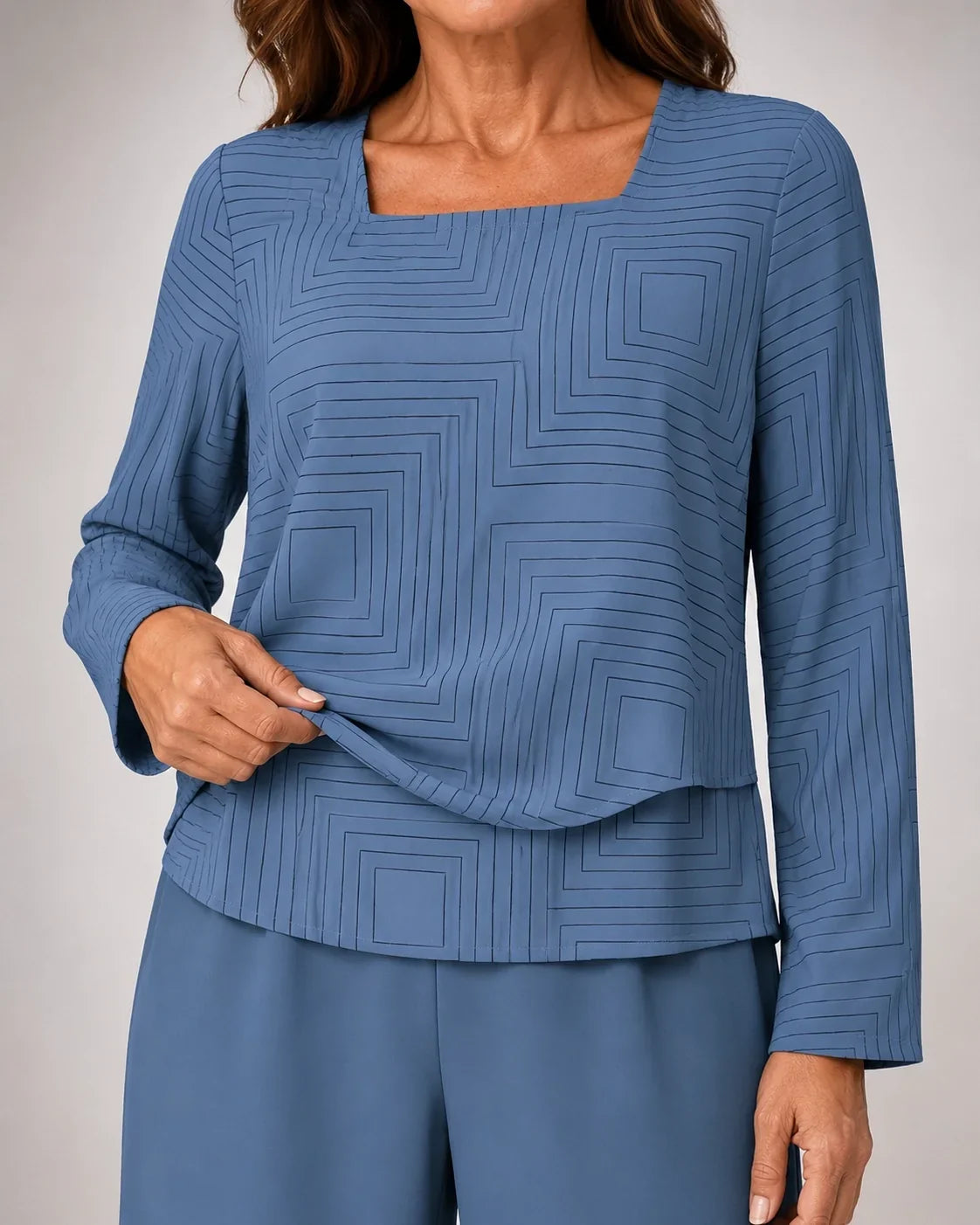 Celestina™ | Conjunto de Cuello Cuadrado Azul