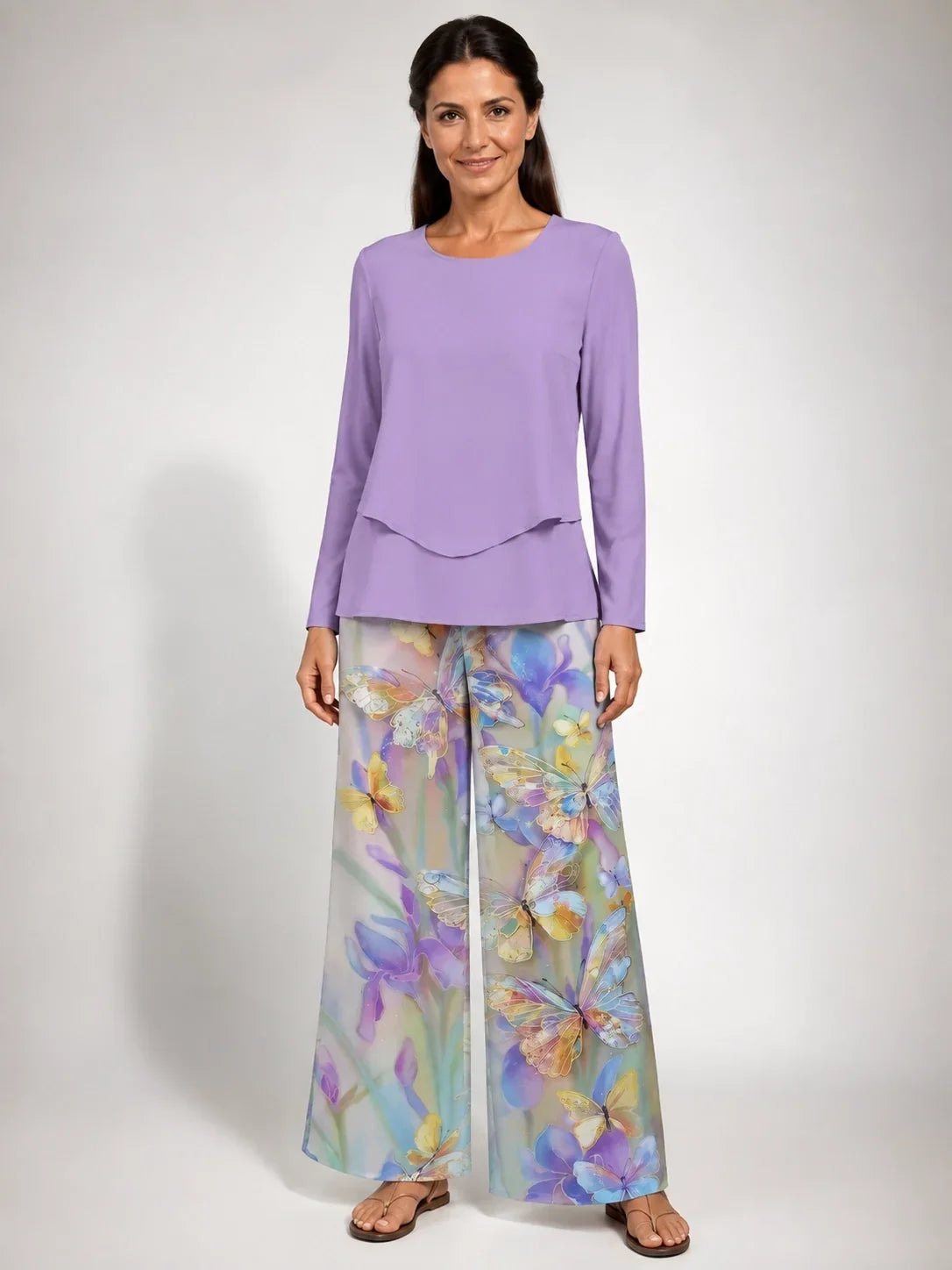 Otilia™ | Conjunto Lila con Pantalón Floral