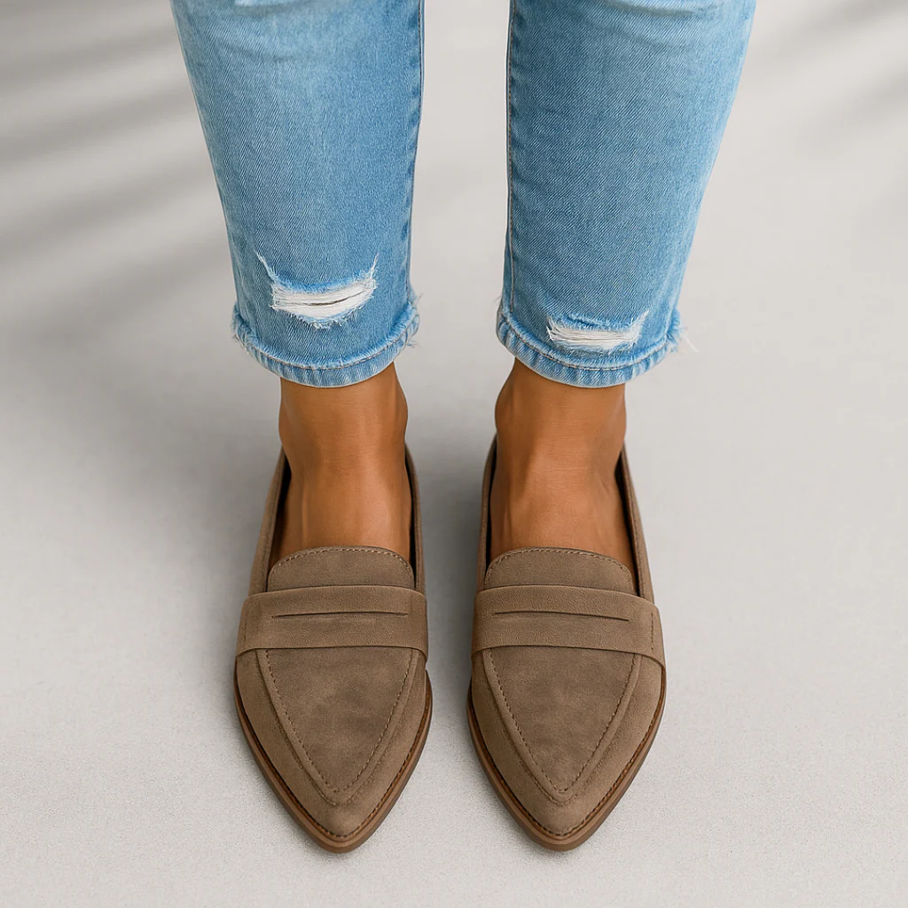 Esther | Mocasines de Ante Punta Fina Mujer Barra Penny