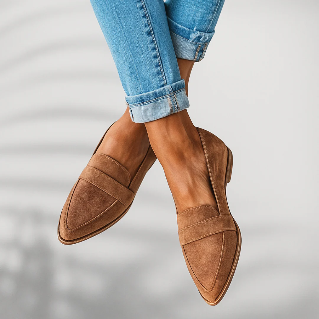 Esther | Mocasines de Ante Punta Fina Mujer Barra Penny