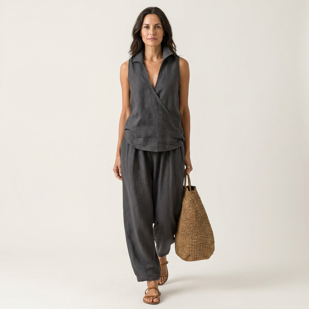 Vera | Conjunto de Top Cruzado y Pantalón Ancho