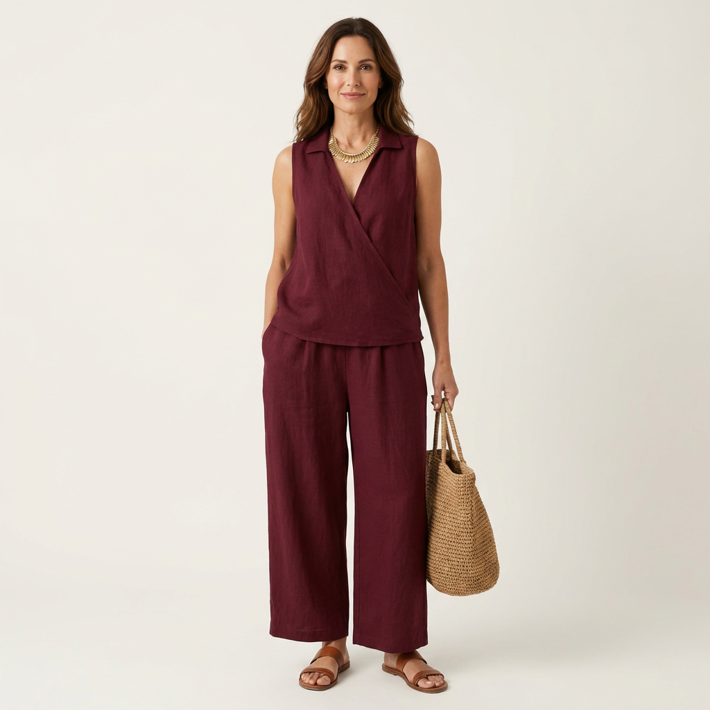Vera | Conjunto de Top Cruzado y Pantalón Ancho