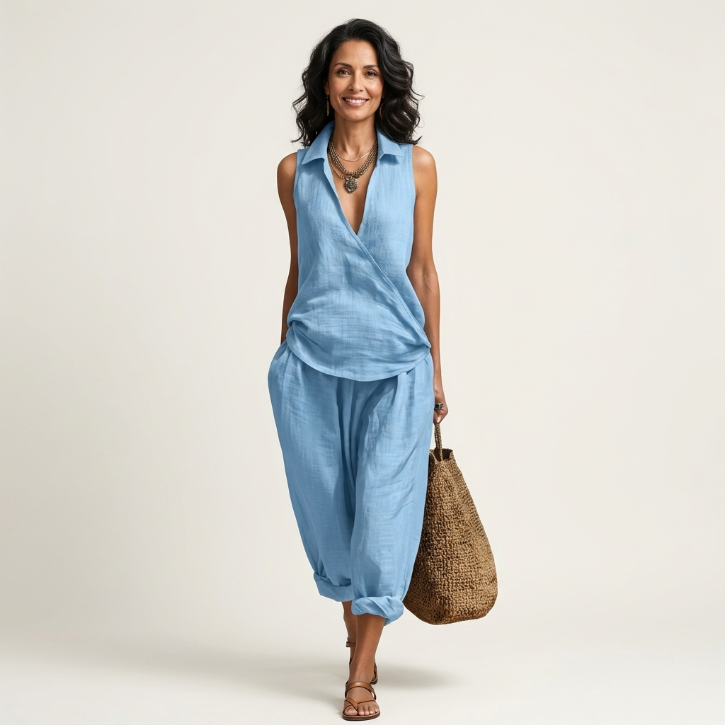 Vera | Conjunto de Top Cruzado y Pantalón Ancho